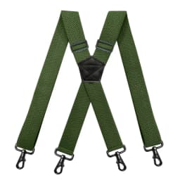 Heavy Duty Work Suspenders for Men 3.8cm Wide X-Back with 4 Plastic Gripper Clasps Adjustable Elastic Trouser Pants Braces-Black