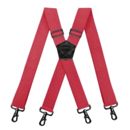 Heavy Duty Work Suspenders for Men 3.8cm Wide X-Back with 4 Plastic Gripper Clasps Adjustable Elastic Trouser Pants Braces-Black