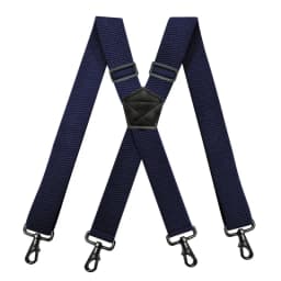 Heavy Duty Work Suspenders for Men 3.8cm Wide X-Back with 4 Plastic Gripper Clasps Adjustable Elastic Trouser Pants Braces-Black