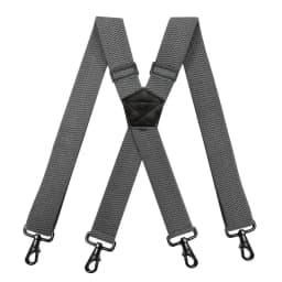 Heavy Duty Work Suspenders for Men 3.8cm Wide X-Back with 4 Plastic Gripper Clasps Adjustable Elastic Trouser Pants Braces-Black