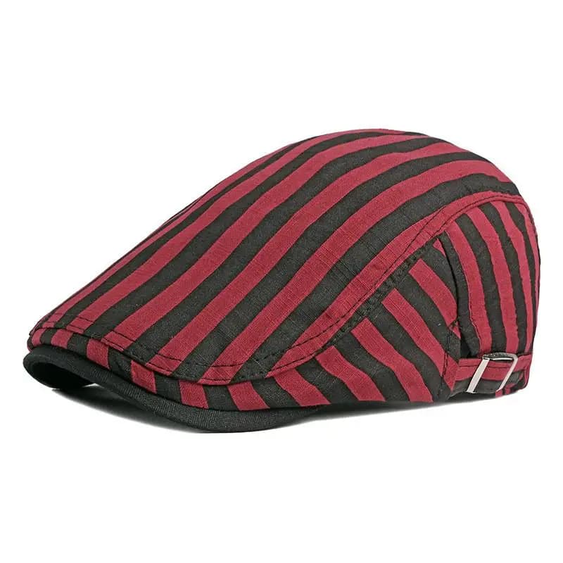 LDSLYJR Cotton Solid Color Striped Newsboy Caps Flat Peaked Cap Men and Women Painter Beret Hats 12