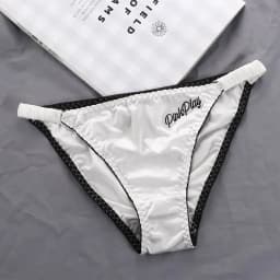 Sexy Girl Thongs Women Glossy Underwear Panty Low Waist Solid Color Satin Fabric Briefs Embroidery Fitness Sports Underpants