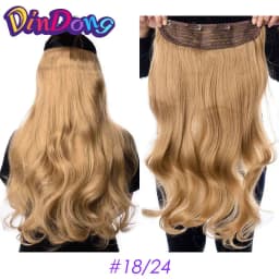 DinDong Clips In Hair Extensions 32Inch Synthetic Wavy 210G Premium Heat Resistant Hair 613# Blonde Brown 19 Colors Available