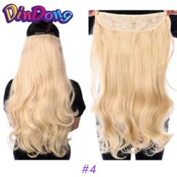 DinDong Clips In Hair Extensions 32Inch Synthetic Wavy 210G Premium Heat Resistant Hair 613# Blonde Brown 19 Colors Available