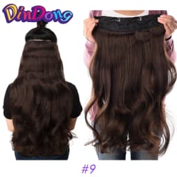 DinDong Clips In Hair Extensions 32Inch Synthetic Wavy 210G Premium Heat Resistant Hair 613# Blonde Brown 19 Colors Available