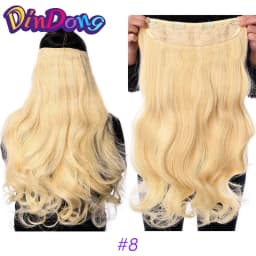 DinDong Clips In Hair Extensions 32Inch Synthetic Wavy 210G Premium Heat Resistant Hair 613# Blonde Brown 19 Colors Available