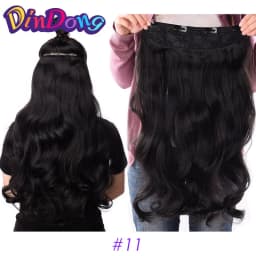 DinDong Clips In Hair Extensions 32Inch Synthetic Wavy 210G Premium Heat Resistant Hair 613# Blonde Brown 19 Colors Available