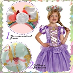 Disney New February Pirate Mickey Mouse Ear Headband Sequin Hair Bow Cosplay Party Headwear Girl Toy Birthday Gift