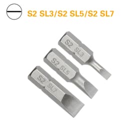 1 Inch SL3 SL5 SL7 Slotted Screwdriver Bit Set S2 Steel 1/4 Inch 6.35mm Hex Shank Electric Screwdriver Bits For Power Tools