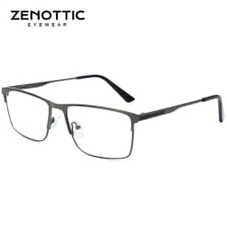 ZENOTTIC Alloy Prescription Glasses Men Square Anti Blue Light Progressive Eyeglasses High Quality Myopia Photochromic Eyewear