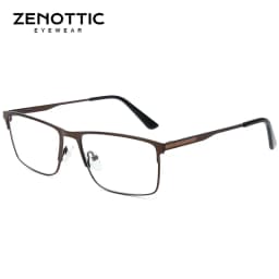 ZENOTTIC Alloy Prescription Glasses Men Square Anti Blue Light Progressive Eyeglasses High Quality Myopia Photochromic Eyewear