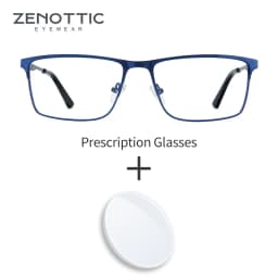 ZENOTTIC Alloy Prescription Glasses Men Square Anti Blue Light Progressive Eyeglasses High Quality Myopia Photochromic Eyewear