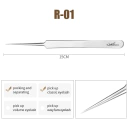 NATUHANA Anti-Static Eyelash Extension Tweezer Gold Stainless Steel Eyelashes Tweezers Professional for Volume Fan Makeup Tools
