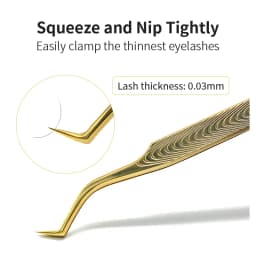 NATUHANA Anti-Static Eyelash Extension Tweezer Gold Stainless Steel Eyelashes Tweezers Professional for Volume Fan Makeup Tools