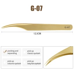 NATUHANA Anti-Static Eyelash Extension Tweezer Gold Stainless Steel Eyelashes Tweezers Professional for Volume Fan Makeup Tools