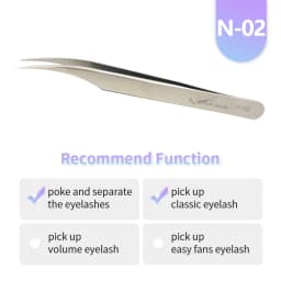 NATUHANA Anti-Static Eyelash Extension Tweezer Gold Stainless Steel Eyelashes Tweezers Professional for Volume Fan Makeup Tools