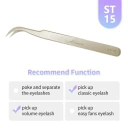 NATUHANA Anti-Static Eyelash Extension Tweezer Gold Stainless Steel Eyelashes Tweezers Professional for Volume Fan Makeup Tools