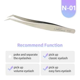 NATUHANA Anti-Static Eyelash Extension Tweezer Gold Stainless Steel Eyelashes Tweezers Professional for Volume Fan Makeup Tools