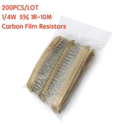 200PCS 1/4W Carbon Film Resistors 5% 1R-10M 10R 47R 56R 100R 220R 1K 4K7 6K8 100K 330K 560K 1M ohm Color Ring Resistance
