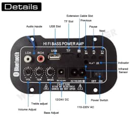 Woopker Speaker Amplifier Board DIY Digital Bluetooth Amplifiers  Module AUX TF Card USB 25-30W Speaker 110V 220V 12V 24V