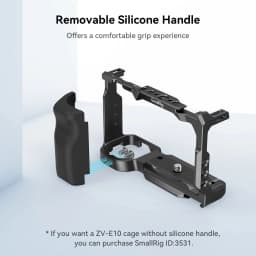 SmallRig for Sony ZV-E10 Cage with Silicone Grip and Built-in Quick Release Plate for Arca-Swiss Cage Rig Kit w Cold Shoe 3538