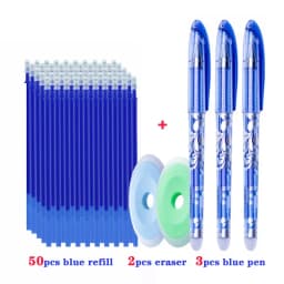 55pcs/lot Erasable Gel Pen 0.5mm Refill Rod Magic Ink Erasable Pen Washable Handle Office School Writing Tools Kawaii Stationery