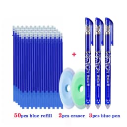 55pcs/lot Erasable Gel Pen 0.5mm Refill Rod Magic Ink Erasable Pen Washable Handle Office School Writing Tools Kawaii Stationery