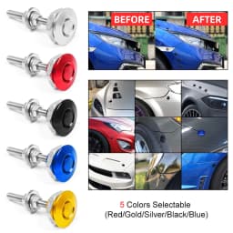 2x Universal Aluminum Bumper Quick Release Fasteners Kit Fit for Car Trunk Fender Hatch Lid Black Engine Bonnet Lock Latch Clips