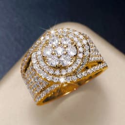Huitan Luxury Wide Promise Rings for Women Pull Paved CZ Sparkling Wedding Bands Rings Silver Color/Gold Color Fashion Jewelry