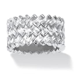 Huitan Luxury Wide Promise Rings for Women Pull Paved CZ Sparkling Wedding Bands Rings Silver Color/Gold Color Fashion Jewelry