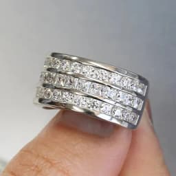 Huitan Luxury Wide Promise Rings for Women Pull Paved CZ Sparkling Wedding Bands Rings Silver Color/Gold Color Fashion Jewelry