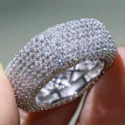 Huitan Luxury Wide Promise Rings for Women Pull Paved CZ Sparkling Wedding Bands Rings Silver Color/Gold Color Fashion Jewelry
