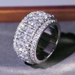 Huitan Luxury Wide Promise Rings for Women Pull Paved CZ Sparkling Wedding Bands Rings Silver Color/Gold Color Fashion Jewelry