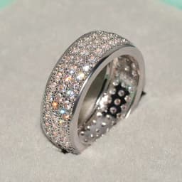 Huitan Luxury Wide Promise Rings for Women Pull Paved CZ Sparkling Wedding Bands Rings Silver Color/Gold Color Fashion Jewelry