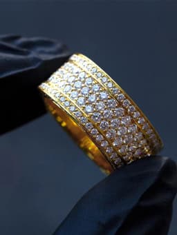 Huitan Luxury Wide Promise Rings for Women Pull Paved CZ Sparkling Wedding Bands Rings Silver Color/Gold Color Fashion Jewelry