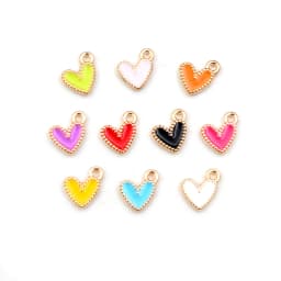 50Pcs 9x10mm Small Colorful Alloy Heart Charms Cute Love Pendants For DIY Bracelet Necklaces Jewelry Making Accessories