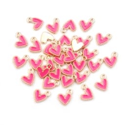 50Pcs 9x10mm Small Colorful Alloy Heart Charms Cute Love Pendants For DIY Bracelet Necklaces Jewelry Making Accessories
