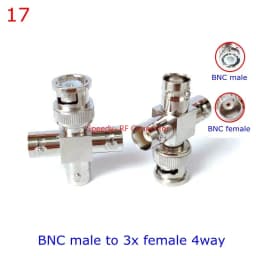 1Pcs Q9 BNC BANANA Tee Type 3way 4way Splitter Connector BNC To BNC Male Female RF Coaxial Adapter Copper Brass Fast Delivery