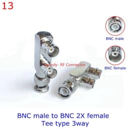 1Pcs Q9 BNC BANANA Tee Type 3way 4way Splitter Connector BNC To BNC Male Female RF Coaxial Adapter Copper Brass Fast Delivery