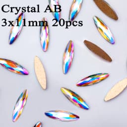 3x11mm 20pcs Net Facet Navette Crystal AB Flat Back Nail Art Shiny Rhinestone Glass Manicure Tips Charms 3D Nail Decoration