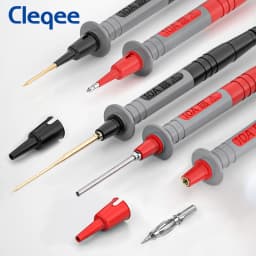 Cleqee P1308D Multi-functional Silicone Multimeter Test Lead Kit with Replaceable Sharp Needles Spanner Hook Alligator Clips