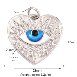 Evil Eye Charm Pendant,18K Real Gold Plated Cubic Zirconia CZ Paved Religours,Jewelry Necklace Bracelet Accessories Supplies K09