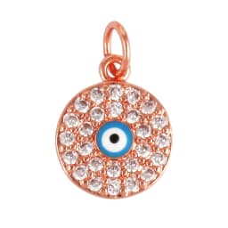 Evil Eye Charm Pendant,18K Real Gold Plated Cubic Zirconia CZ Paved Religours,Jewelry Necklace Bracelet Accessories Supplies K09