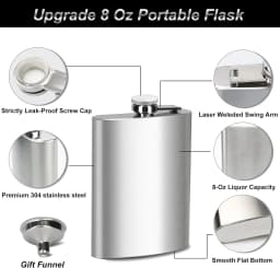 LMETJMA 1 4 5 6 7 8 9 10 oz Stainless Steel Hip Flask with Funnel Pocket Hip Flask Alcohol Whiskey Hip Flask Screw Cap KC0139