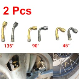 2Pcs Motorcycle Brass 45 90 135 Degree Angle Bent Valve Inflator Connector Tyre Tube Valve Extension Adapter for Truck Car Bike