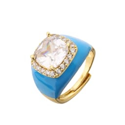 HECHENG,Multicolor Enamel Dripping Oil Zircon Open Ring For Women Adjustable Gold Plated Chunky Finger Rings Gift