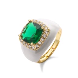 HECHENG,Multicolor Enamel Dripping Oil Zircon Open Ring For Women Adjustable Gold Plated Chunky Finger Rings Gift