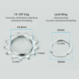 Bicycle Fixed Gear 13T 14T 15T 16T 17T 18T Freewheel Cogs Hub Locking 1 Speed Fixie Bike Threaded Lock Rings