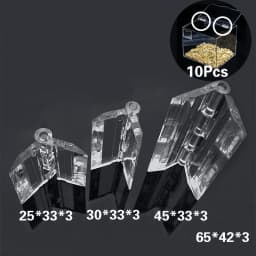 10Pcs Transparent Plastic Folding Hinges Durable Clear Acrylic Hinge Tools Cabinet Hardware Furniture  Cabinet Door Hinges