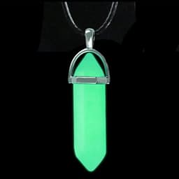 Dark Luminous Stone Fluorescent Hexagonal Column Necklace Natural Crystal Glowing in Bullet Pendant Leather Fashion Jewelry Gift